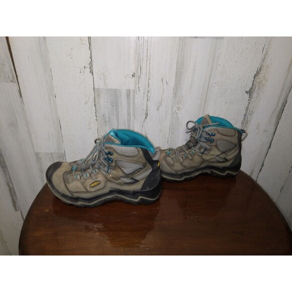 KEEN DURAND MID BROWN/TEAL LEATHER WATERPROOF BOOTS  WOMEN’S SZ 9 (1011555) - Picture 6 of 10